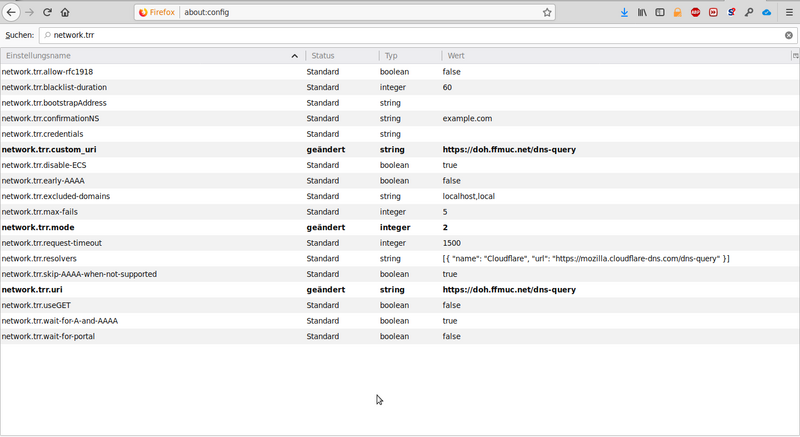 Picture: Firefox menuepoint settings