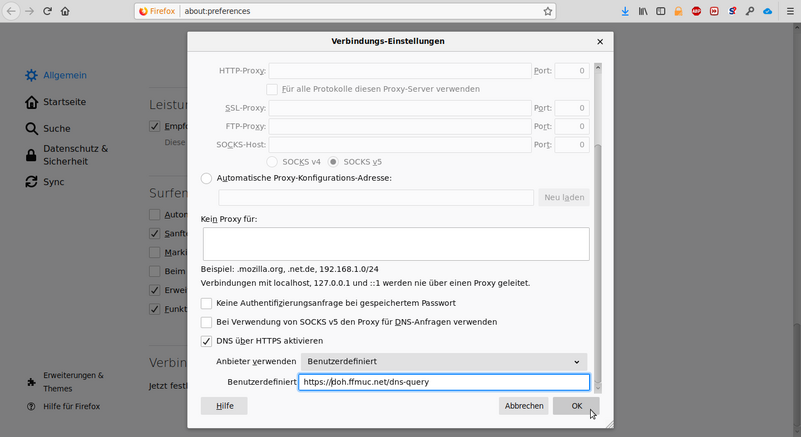 Picture: Firefox menuepoint settings