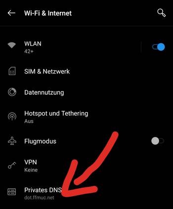 Picture: “settings” do “Wi-Fi & Internet” under Android 9